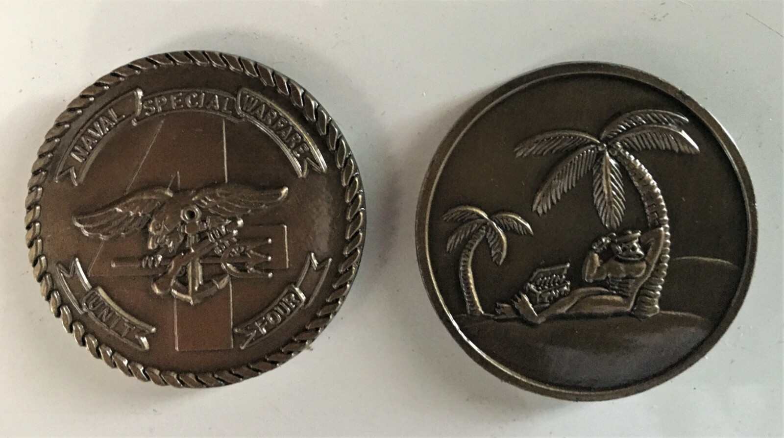 Naval Special Warfare SEAL Unit Four Vintage Challenge Coin HOOYAH Puerto Rico