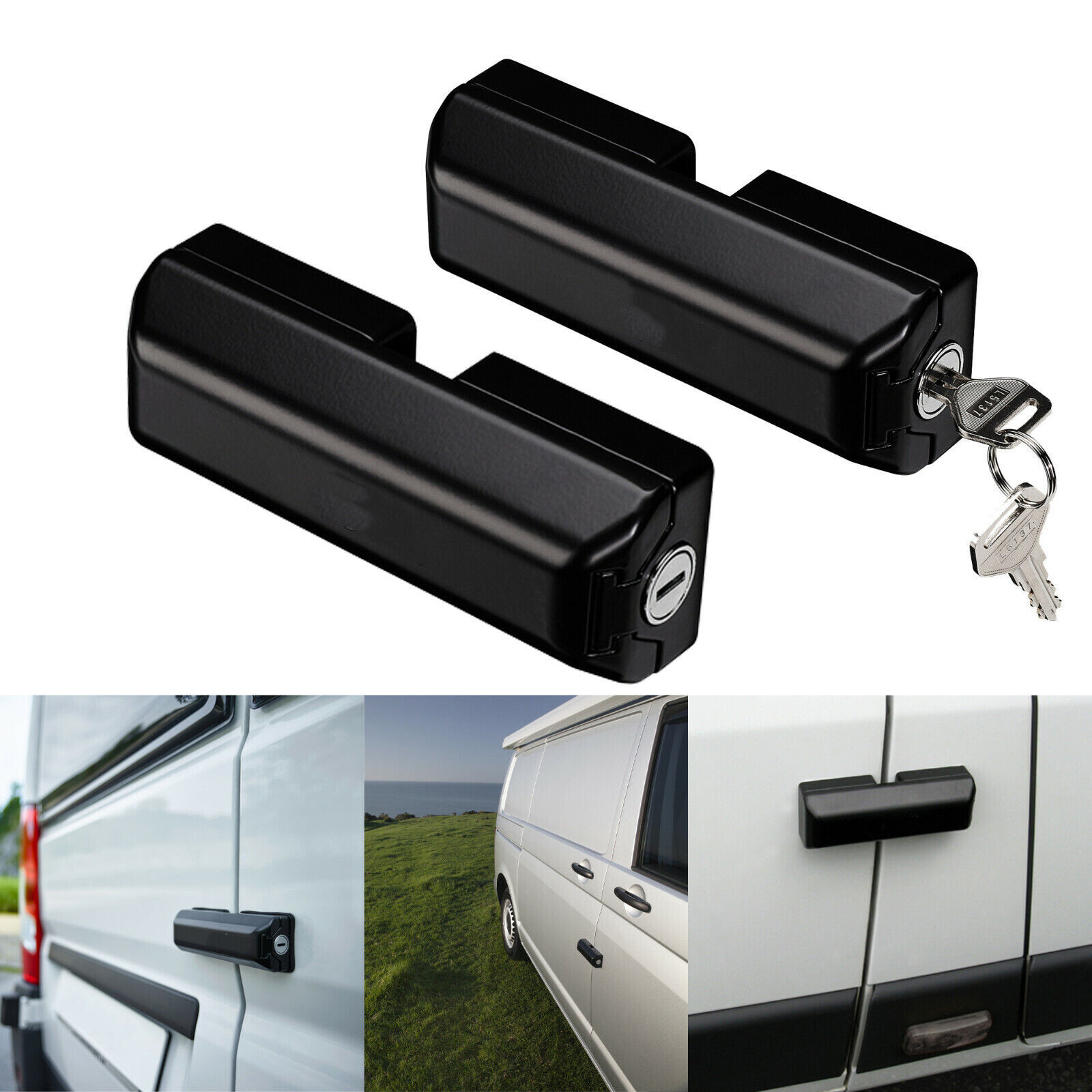 Van Locks Slide Barn Door High Security Black - Twin Pack