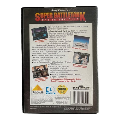 Super Battletank: War in the Gulf (Sega Genesis, 1992) en caja/completo y probado - Imagen 2 de 3