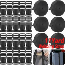 1-5Roll 1" 11-Yards Nylon Heavy Webbing Strap Set Plastic Buckles Slide Release