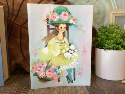 Vintage Cute Girl Dog  Get Well soon  Greeting Card Retro Mod Very Brady