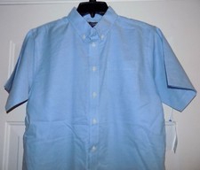 CHAPS Boy's 20 Button Front Collar Oxford Blue Short Sleeve Shirt NEW WITH TAGS