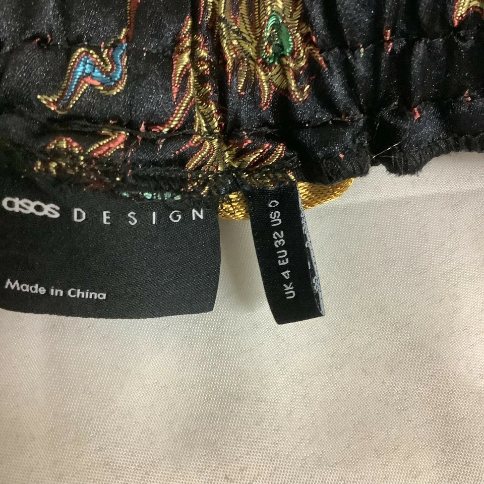 Pantalones para mujer Asos Design negros jacquard cintura elástica talla 0 Foto 3 de 4