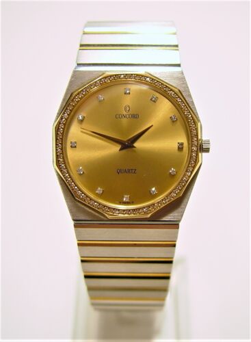 Superb Vintage 1980's Concord Mariner SG Diamond & Gold Men's Wristwatch