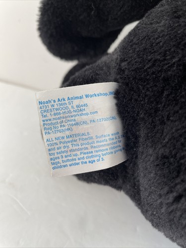 Noah's Ark Animal Workshop Black TEDDY BEAR 12" PLUSH EUC - Picture 6 of 7