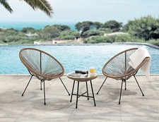 Acapulco Styled Rattan Garden Furniture Set Indoor Bistro Patio 2 Chairs 1 Table