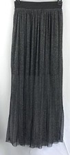 Vintage Pleated Skirt S Blk/Silver Glitter Sheer OverLay 24"W Fairy Whimsigoth