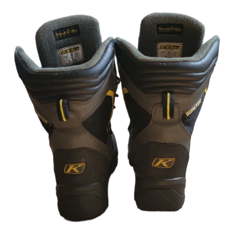 Botas de montar Klim Adrenaline Style negras amarillas Gore-Tex moto de nieve para hombre talla 6 Foto 4 de 4