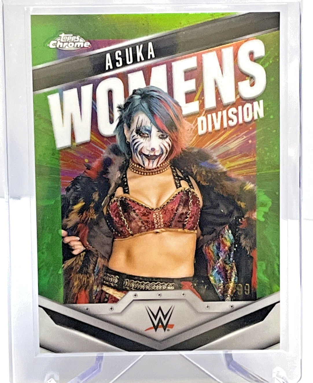 2025 WWE Topps Chrome Asuka Women’s Division Green /99 Refractor Parallel WD-ASU