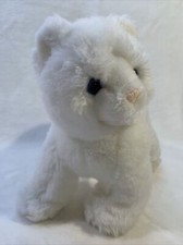 2000 Toys R Us Animal Alley White Kitty CAT Plush Stuffed Kitten Blue Eyes EUC