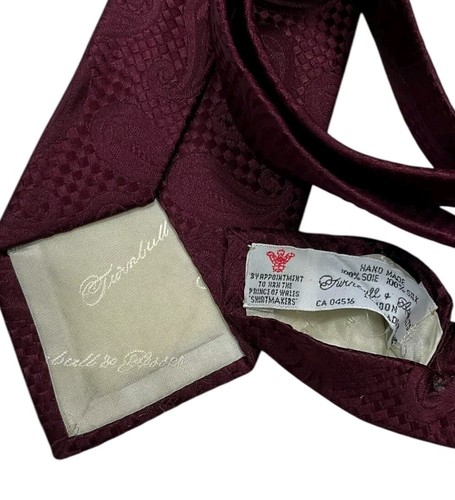 TURNBULL & ASSER Burgundy Geometric Paisley Silk LUXURY Tie HANDMADE ENGLAND - Picture 3 of 4