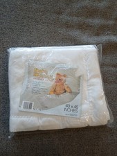 Vintage Baby Blanket Satin Trim NEW 40"x45" Ivory Cuddly Warmth Acrylic Fibers