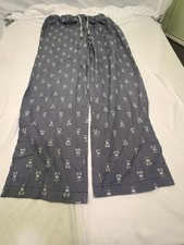 Psycho Bunny Pajama Bottoms Men Size Large Gray AOP Wide Leg Draw String Pullon