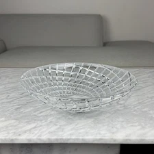 Vintage Crystal Josef Riedel Large Weave Diamond Pattern Cut Glass Bowl 12"
