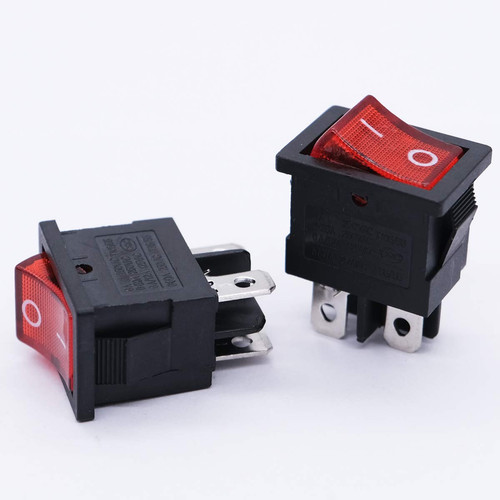 Mini Lighted Rocker Switch 4 Pin Red On Off Dpst Ac 250V 6A Pack Of 5 - Picture 5 of 7