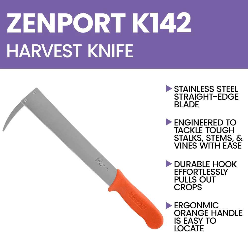 Zenport K142 Beet & Onion Harvest Knife w/ Hook, 11 Inch Blade
