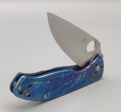 Spyderco Tenacious Titanium R.I.L. Disarray Finish D2 PlainEdge