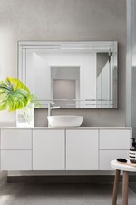 Image of Large Modern Venetian Glass Double Frame Wall Mirror 2Ft7 X 3Ft11 80cm X 120cm