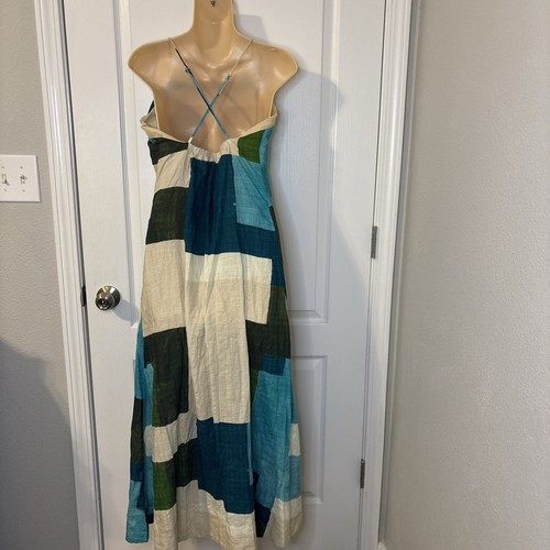 Banana Republic Women Small Square-Neck Sandy Beach Maxi Dress Blue Green - Picture 9 of 15