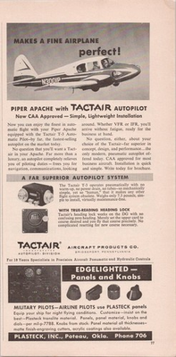 #ad Tactair Autopilot Piper Apache Vintage Aviation Magazine Print Ad 1958 $10.77