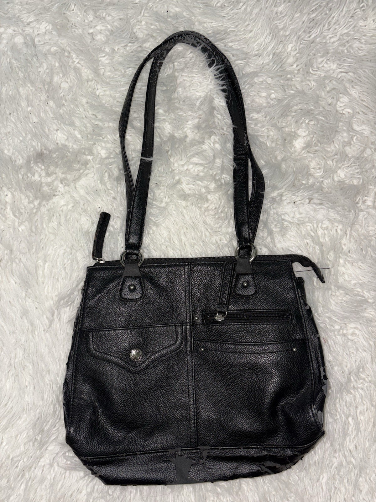 Used THRIFTED Black Vintage Leather Bag