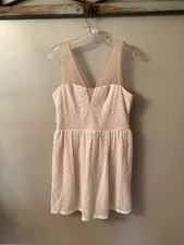 CHARLOTTE RUSSE SIZE XL  ILLUSION NECKLINE IVORY NUDE EYELET MINI DRESS
