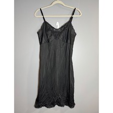 Vanity Fair Black Lace Trim Slip Dress Full Slip Vintage Size 38