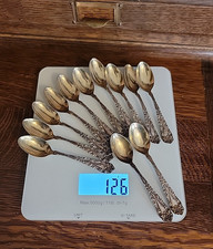 12 Sterling Silver Demitasse spoons Athene Pattern 126 Grams Not Scrap Whiting