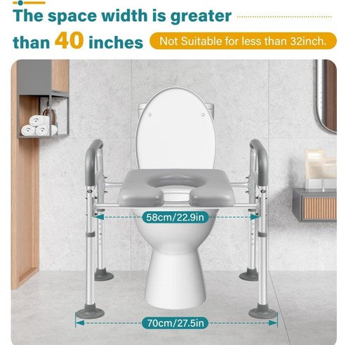 WC-Sitzerhöhung für Senioren länglicher, Toilettensitzerhöhung mit Griff - Bild 4 von 9