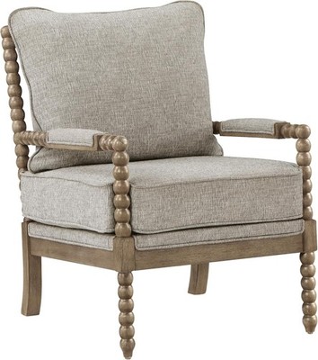 Fog Beige Upholstered Spindle Accent Chair Rustic Brown