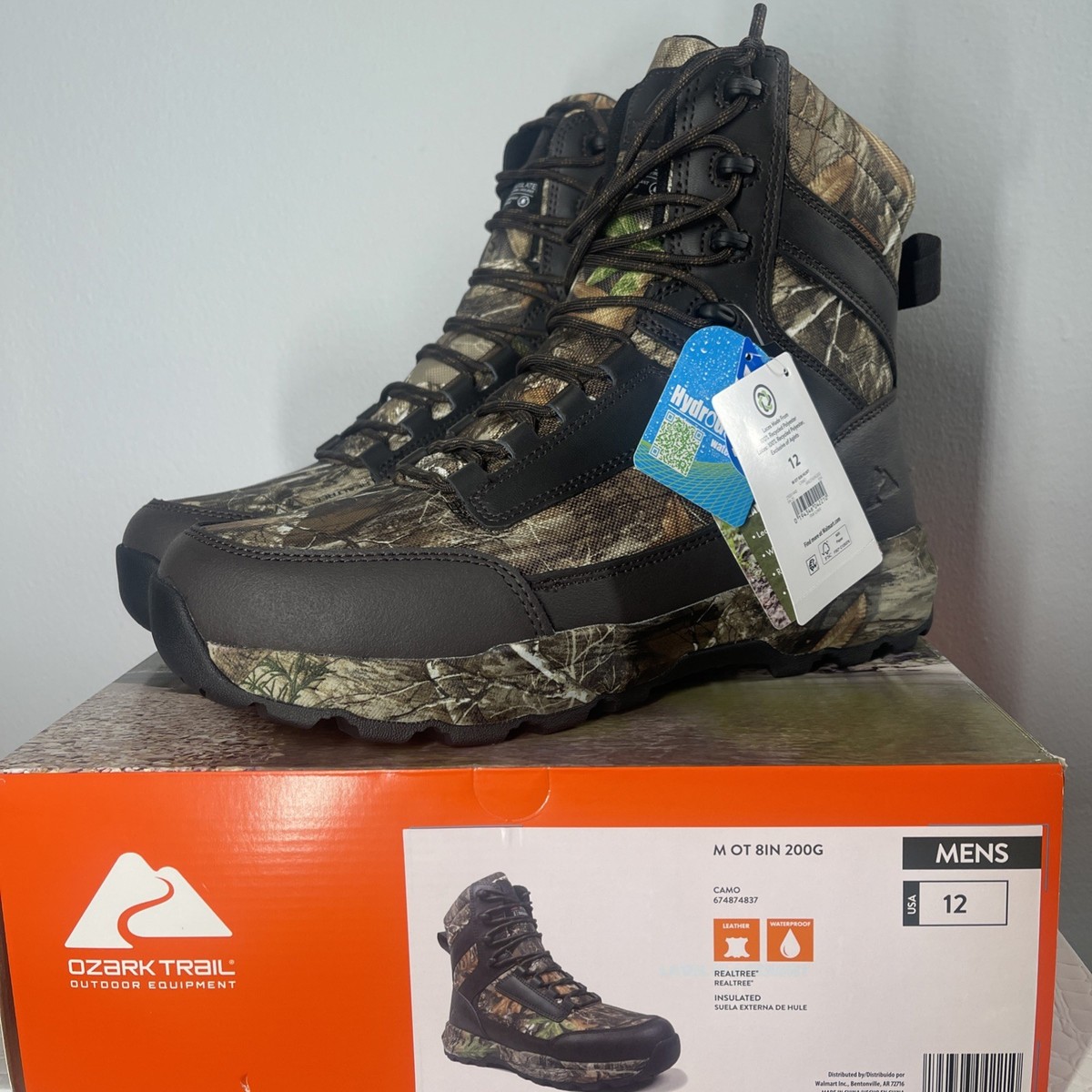 Ozark Trail Mens 8in 200G Hunting Boots Realtree Camo Waterproof Size 8 Free Shipping! Ozark Trail Men main image 2