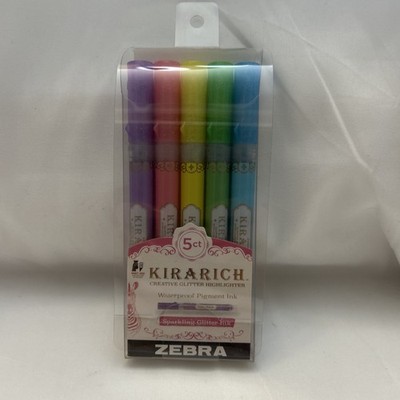 Zebra Kirarich Glitter Highlighter 5/Pk Assorted Colors Office School Art Home