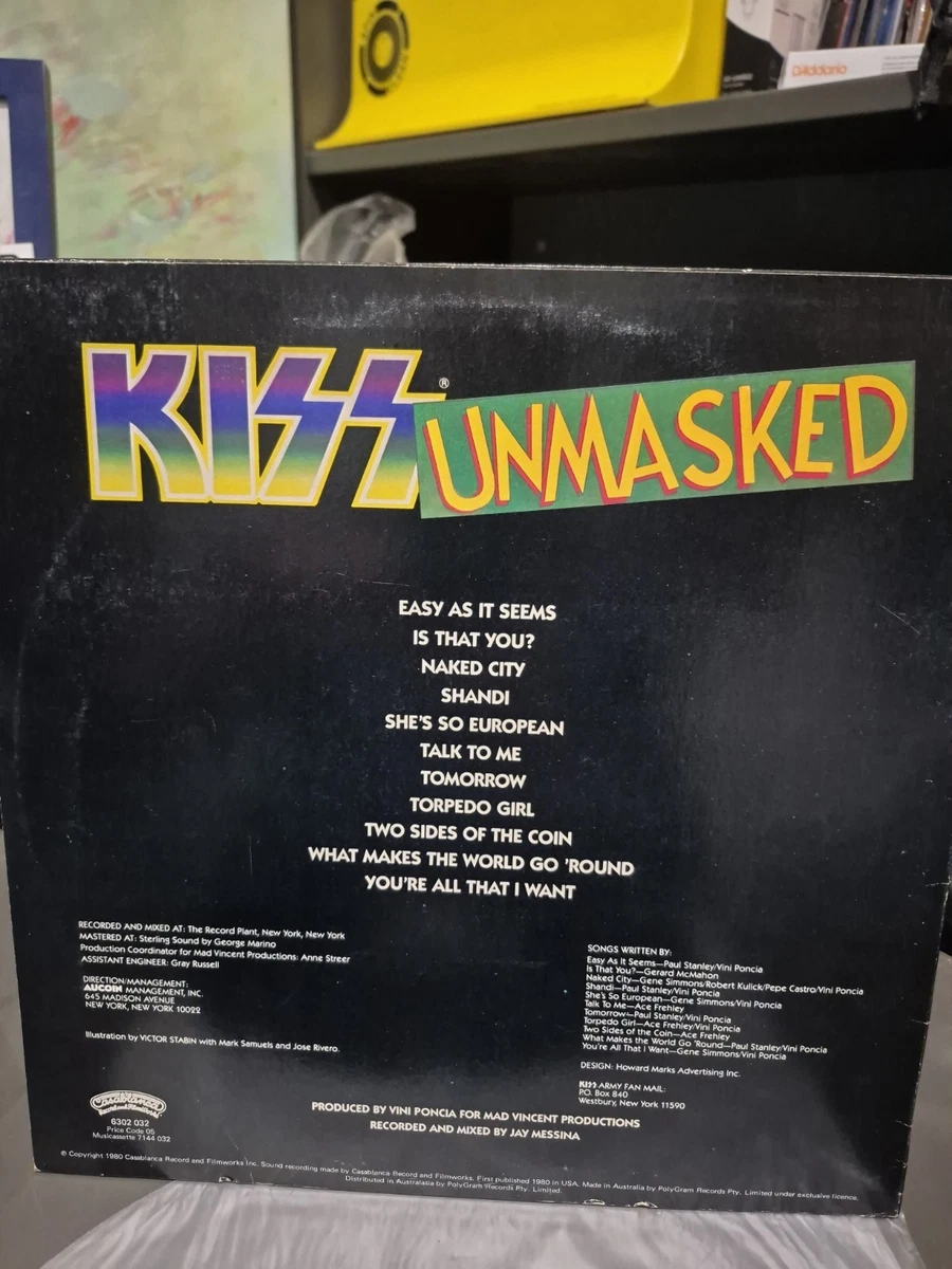 KISS - UNMASKED 1980 AUS ORIGINAL PRESS VINYL LP RECORD
