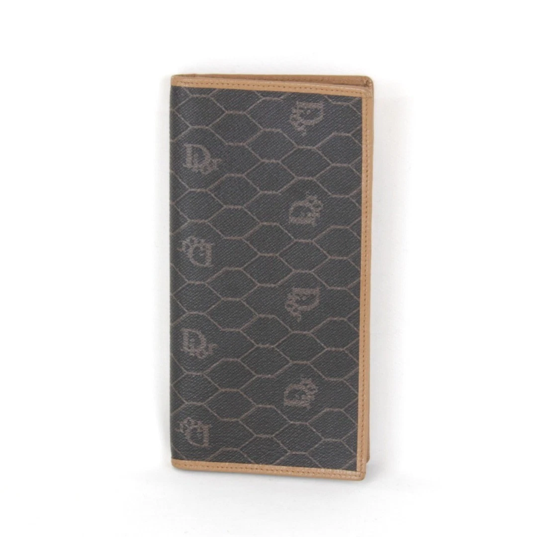 Porte billets Christian Dior motif nid d'abeille pvc marron occasion