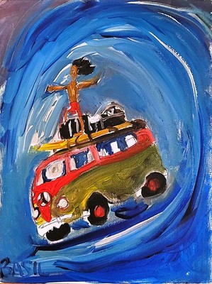 Surfer's Dream Unique Abstract Expressionism Wall Art Canvas Board 11x14
