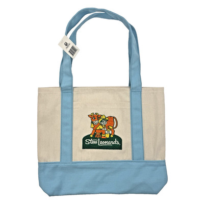 NEW COLOR Stew Leonard s Embroidered Canvas Mini Tote Bag SKY BLUE