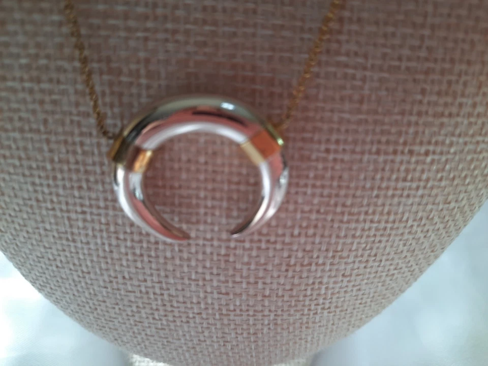 Collar Stella & Dot Luna Cuerno Tono Plata Tono Dorado Cadena Oeste Suroeste Foto 2 de 4