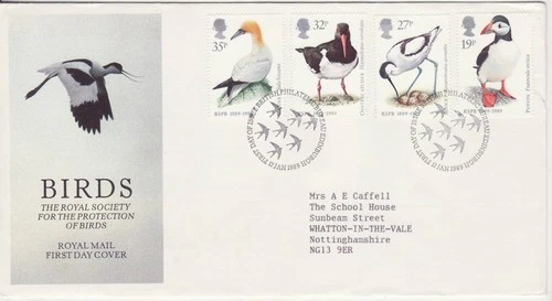 GB Stamps First Day Cover Centenary Royal Soc. Protection Birds, puffin SHS 1989