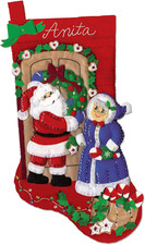 Design Works Crafts Mr  Mrs Claus Felt Stocking Kit, by the Yard
