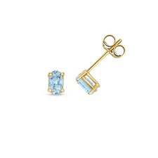 Edle 9 Karat (375) Gold Damen - Paar Ohrstecker mit Topas - 5mm*4mm