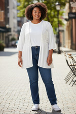 Torrid Gauze Crochet Inset Kimono White size 1X 14/16