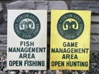Vintage Colorado Game Fish Parks Management Open Fishing Hunting Signs 12”X18”