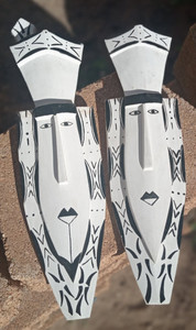 2 x Mortlock Island, Micronesia Decorative Masks~12" T x 3.25" W