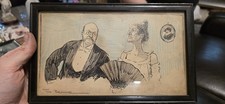 Original Signed TOM BROWNE Pen And Ink Drawing In Original Frame 10x6 Inch
