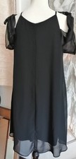 Soprano Black swing dress Lined Cold Shoulder Size M
