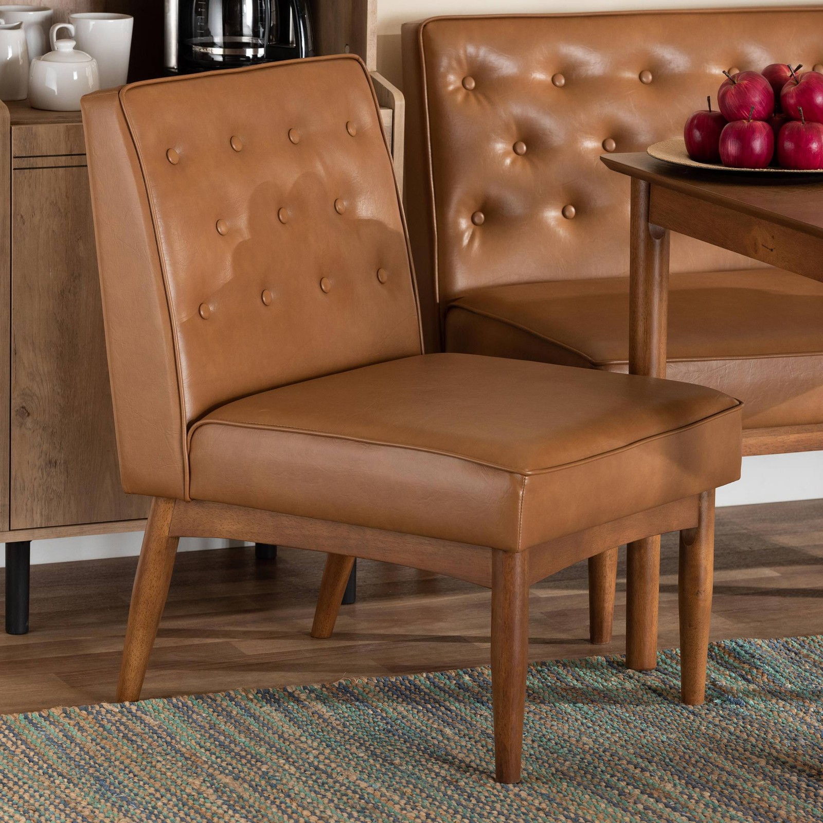 Baxton Studio Riordan Tufted Tan Faux Leather Dining Chair