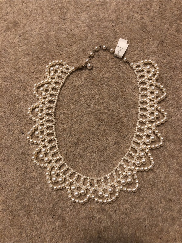 Vintage Faux Pearl Collar Choker/Necklace, Scalloped Design