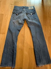 True Religion Jeans Mens 31x31 Billy Big T Blue Denim Flap Pocket Distressed USA