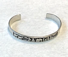 🔥Tony Kyasyousie Hopi Native Sterling Silver Storyteller Bracelet Signed 6.5