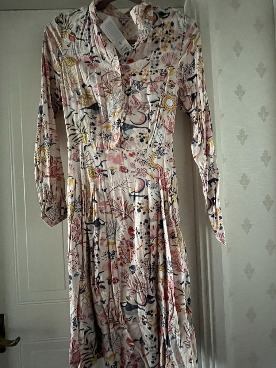 Cath Kidston BNWT UK 10 Pink Creatures Nature Shirt Dress UK
